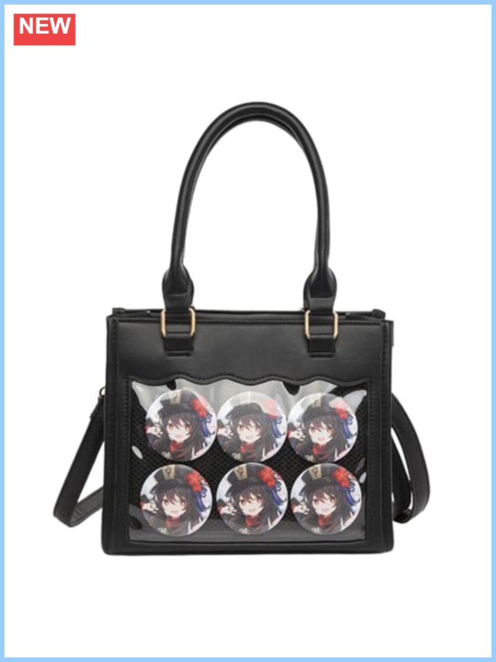 PU Leather Ita Bag Crossbody Purse with Pin Display Insert